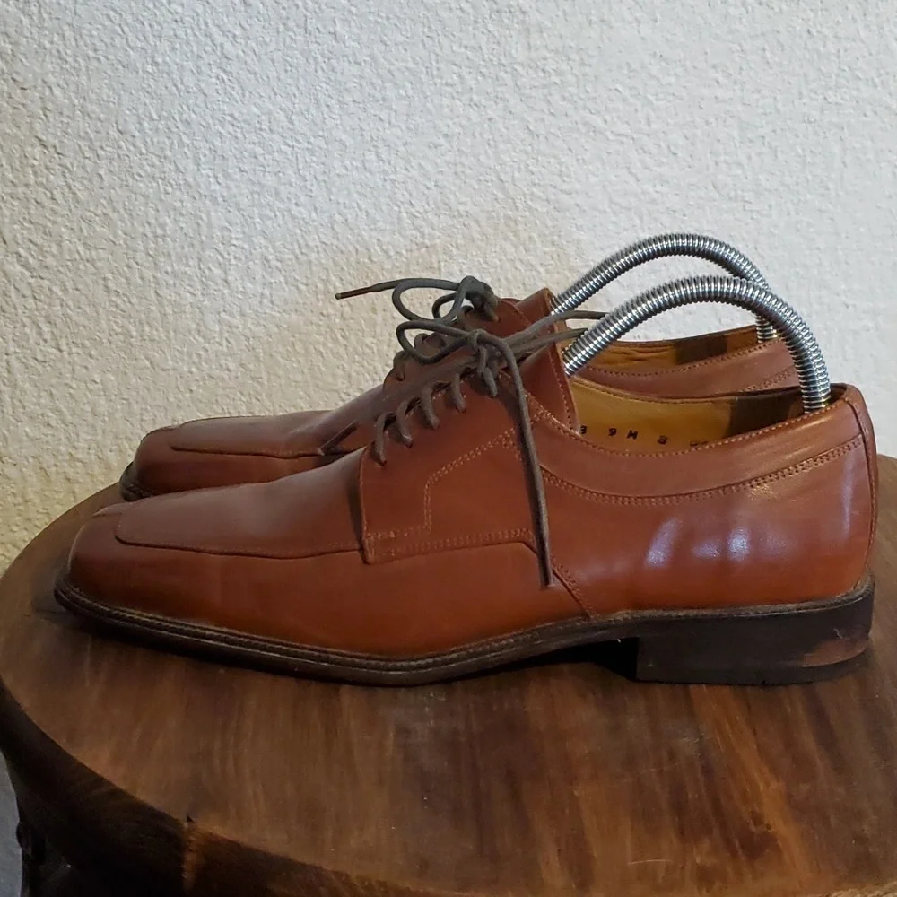 Stacy Adams- Mens Vintage Leather Square Toe Oxfords Business Casual Sz.9